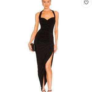 Norma kamali x revolve black ruched midi dress